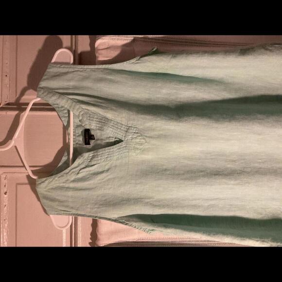Talbot's Sleeveless Green V Neck Linen Blouse Size Large - Picture 3 of 8
